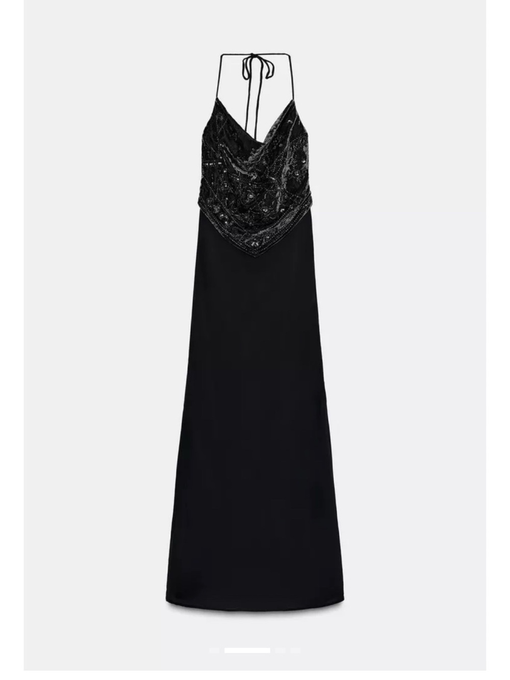 Zara Black Halter Beaded Maxi Dress